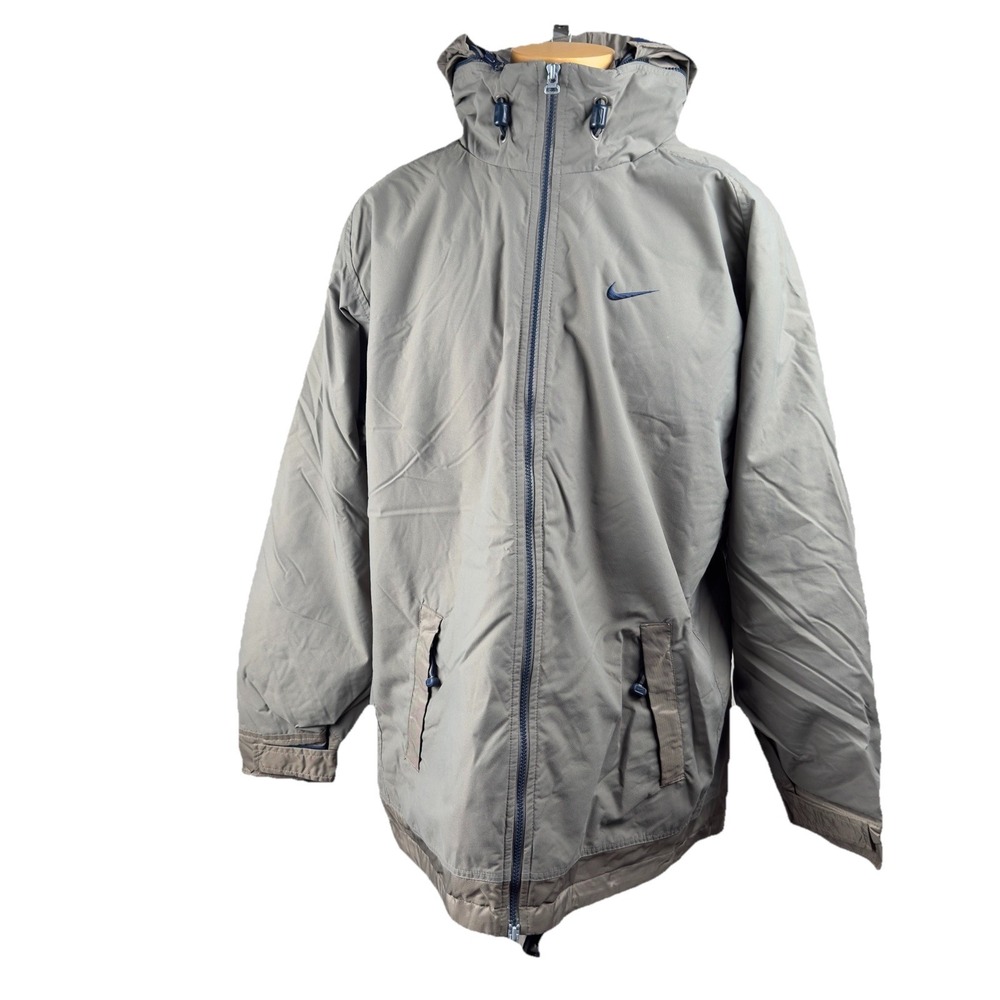 Vintage 1990's Nike Men's Gray/Taupe Hooded Full Zip Windbreakers Jacket Size L - Picture 7 of 16